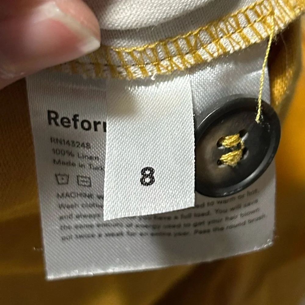 REFORMATION Wide Leg Linen Jumpsuit in Mustard Yellow - Size 8